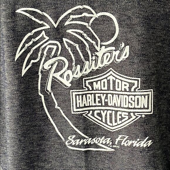 Harley-Davidson Gray Short Sleeve Tee VTG Sarasota Fl Rossiter’s Palm Tree - Picture 5 of 7